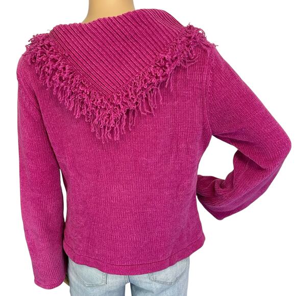 2/$15 Good Clothes Fringe Scarf Chenille Sweater Pink Cowl Neck Petite Size PM - Picture 5 of 11